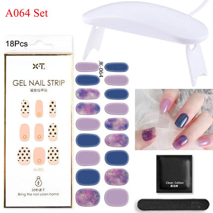 Gel Nail Wraps with UV Lamp Set