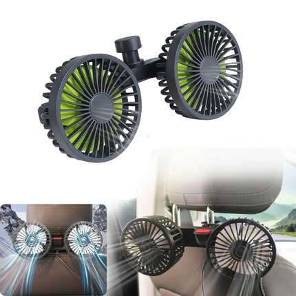 Dual-Head Fan for Car Seats
