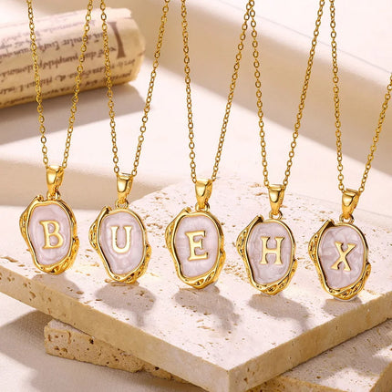 A-Z Alphabet Gold Plated Stainless Steel Pendant Necklace