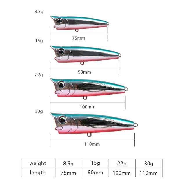 Popper Fishing Lure Hard Bait 8.5-30g