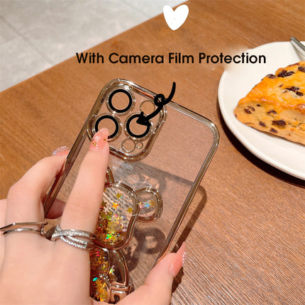iPhone Case with Glitter Cartoon Bear
