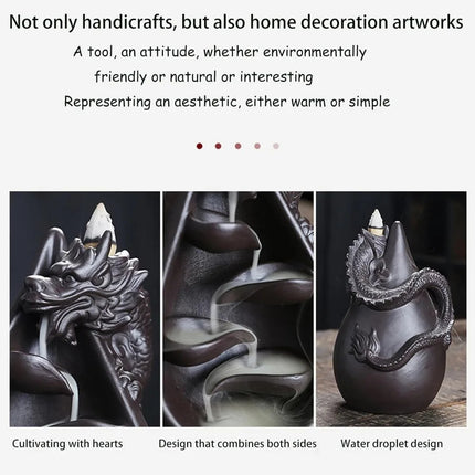 Ceramic Dragon Backflow Incense Burner Set