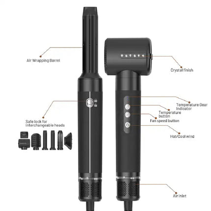 Professional Hair Dryer 7 in 1 Hair Styling Tools Complete Styler Set