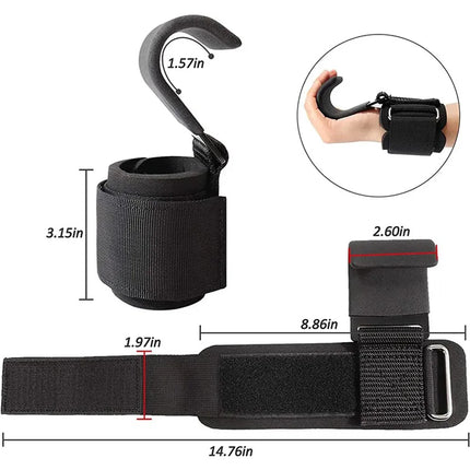 Weight Lifting Hooks with Wrist Straps