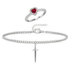 Silver Ring Bracelet Set