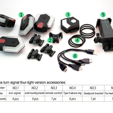 1Set Smart Turn Signals for Bicycle