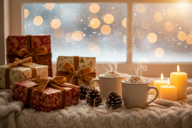 gift for family snow warm backgoud family consept