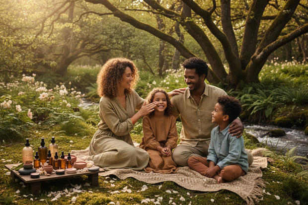 health and beauty with natural bacground family consept